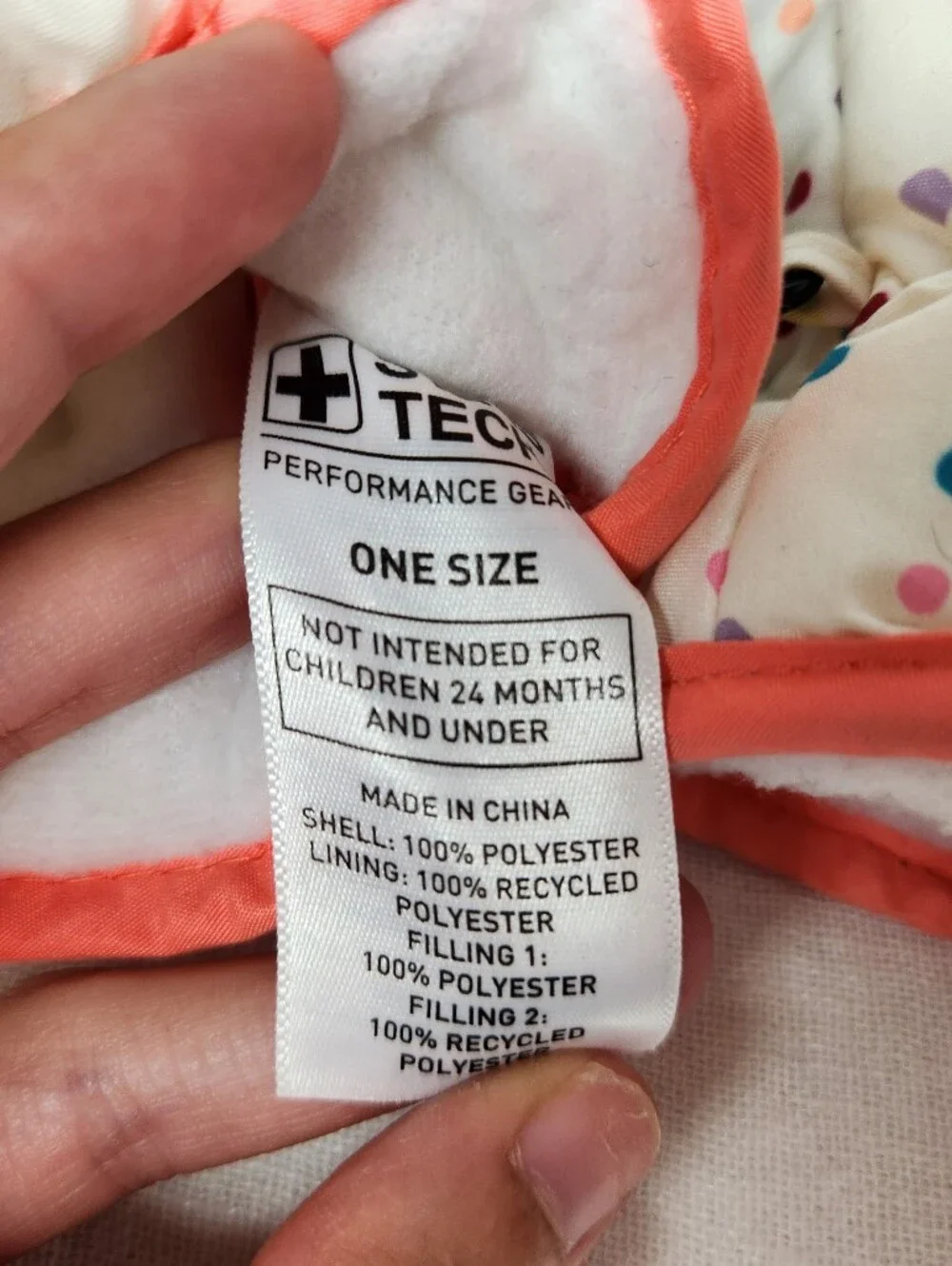 Swiss Tech Toddler Girls OS Polka Dot Mittens Gloves Winter Grips